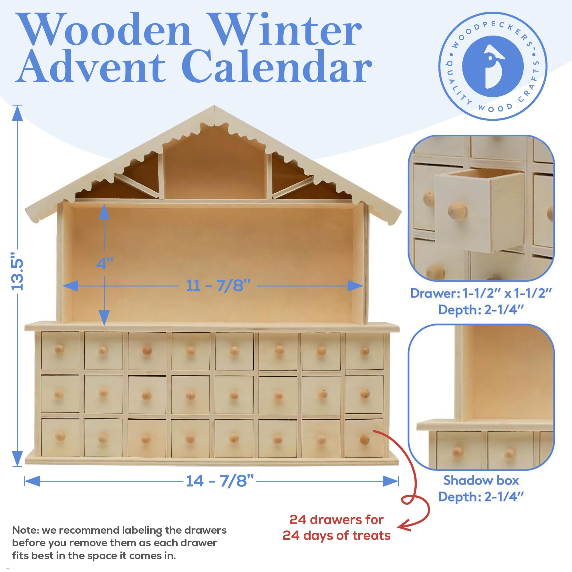 Amazon.co.jp: Woodpeckers 木製冬アドベントカレンダー 14-1/4 x 14-3